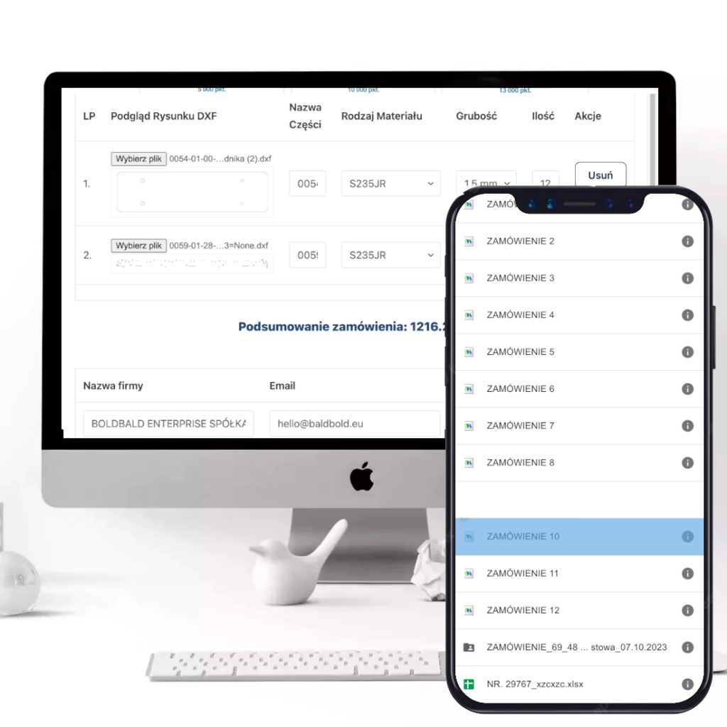 Aplikacja internetowa do obsługi cięcia laserowego