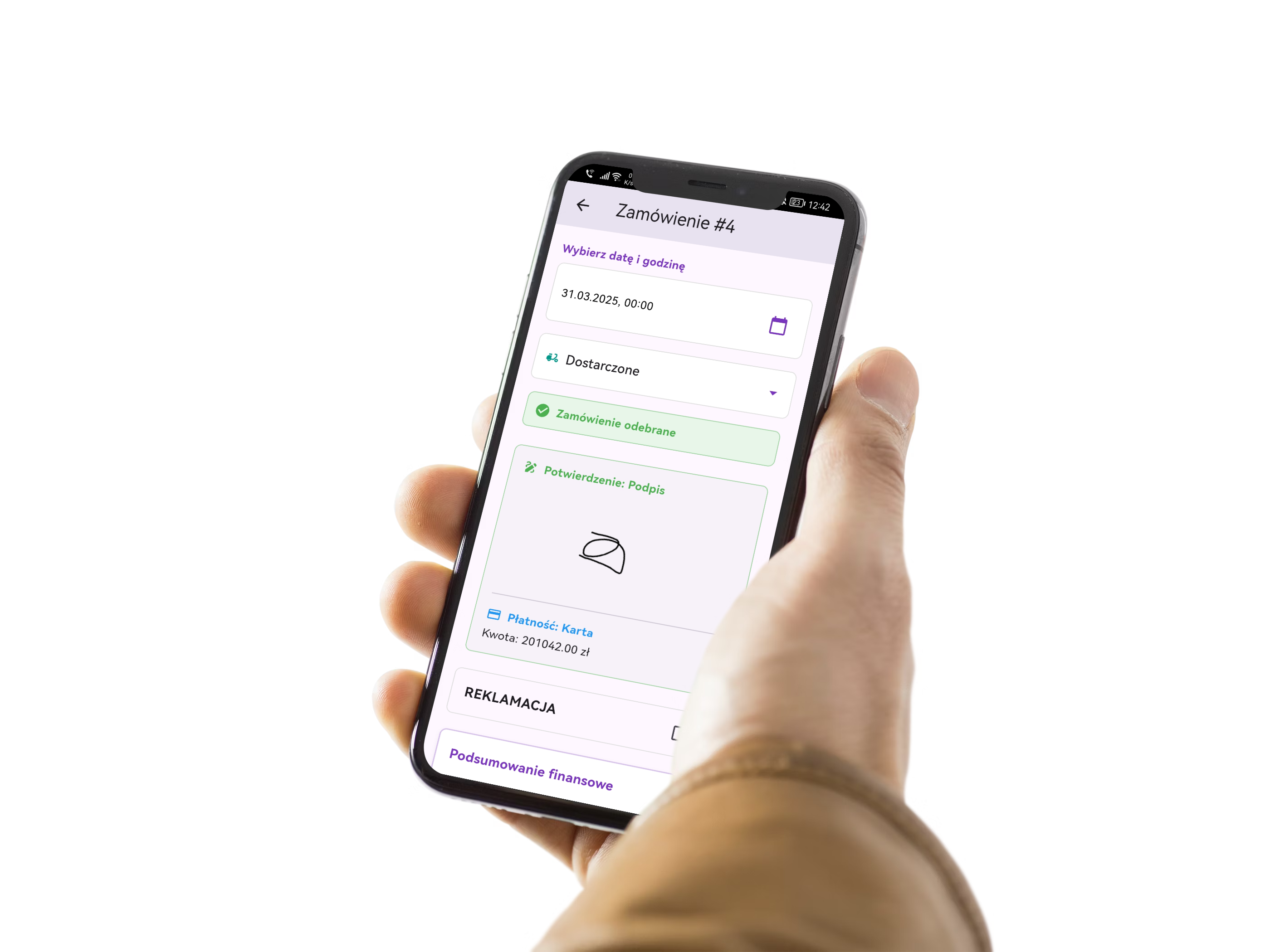 podpis elektroniczny na ekranie aplikacji